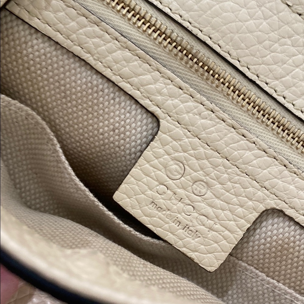 Gucci Cellarius Calfskin medium flap Soho Cream Crossbody Bag Chain Strap tassel - Picture 5 of 16